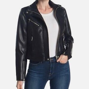 Blank NYC Black Faux Leather Full Zip Moto Jacket